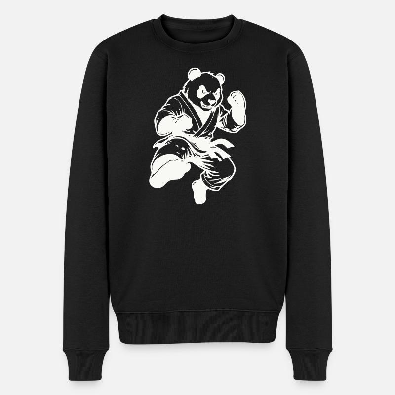 panda_kung_fu- - Männer Premium Bio Pullover - Schwarz
