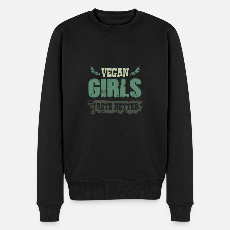 mädchen vegan - Männer Premium Bio Pullover - Schwarz