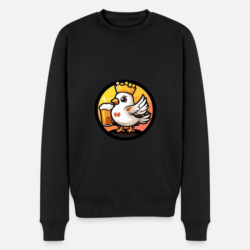 Taube Vogel Bier - Männer Premium Bio Pullover - Schwarz