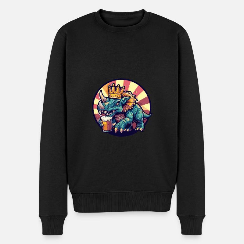 Dinosaurier triceratops Bier - Männer Premium Bio Pullover - Schwarz