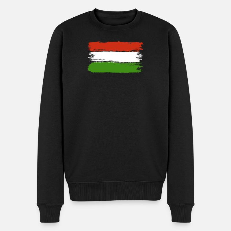 Pinselstriche der ungarischen Flagge - Männer Premium Bio Pullover - Schwarz