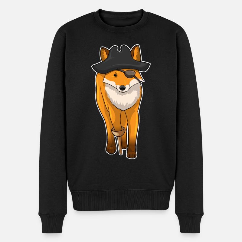 Fox Pirate Eye Patch - Men's Premium Organic Jumper - black