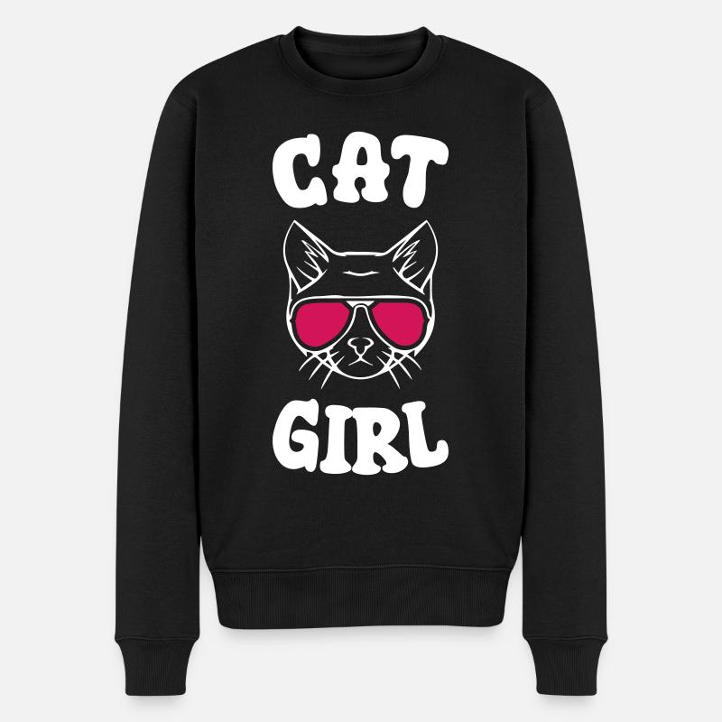 Cat Girl - Männer Premium Bio Pullover - Schwarz