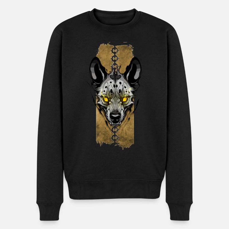Wachsame Hyäne - Männer Premium Bio Pullover - Schwarz