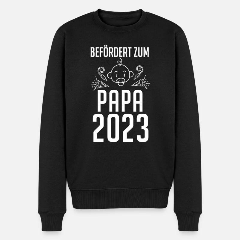 Vater 2023 Schwanger Werdender Papa - Männer Premium Bio Pullover - Schwarz