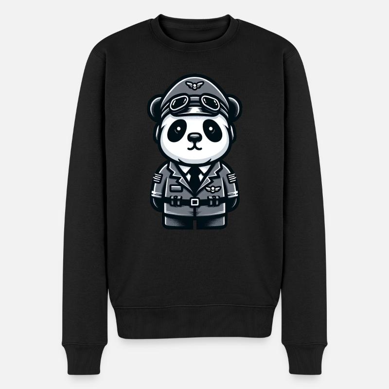 Cute Panda Pilot - Männer Premium Bio Pullover - Schwarz