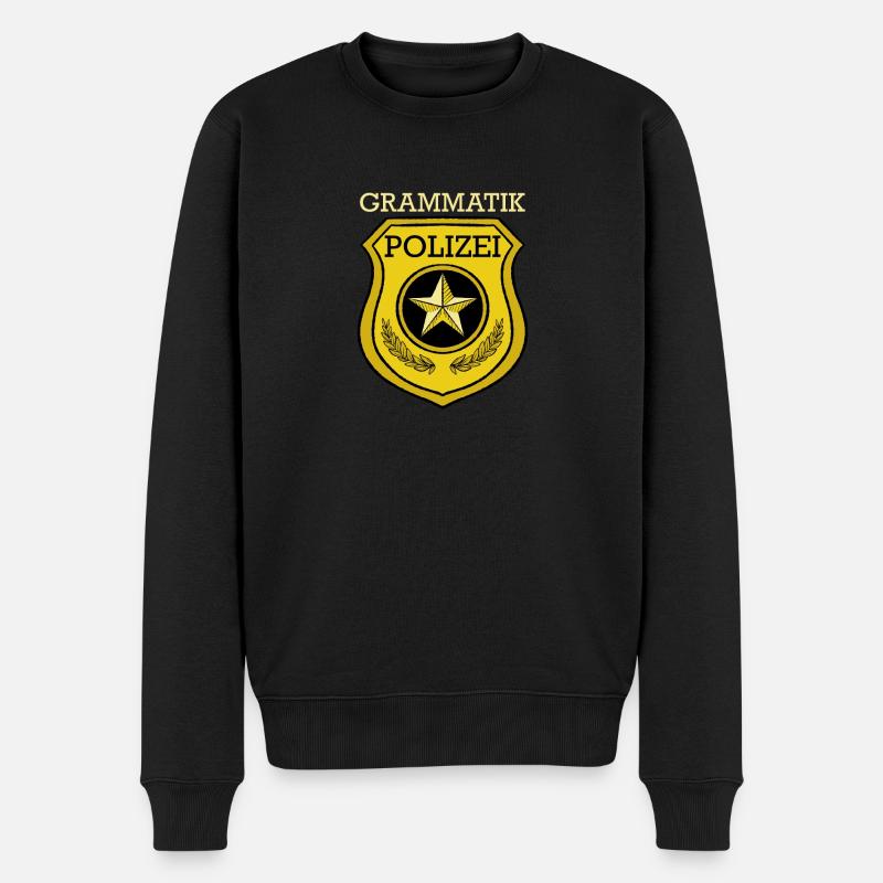 Grammatik Polizei Rechtschreibung Deutschlehrer - Männer Premium Bio Pullover - Schwarz
