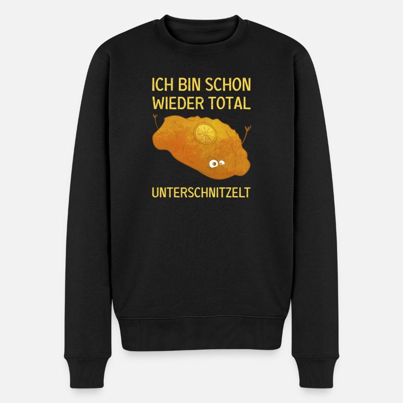 Unterschnitzelt Wiener Schnitzel Fleisch Geschenk - Männer Premium Bio Pullover - Schwarz