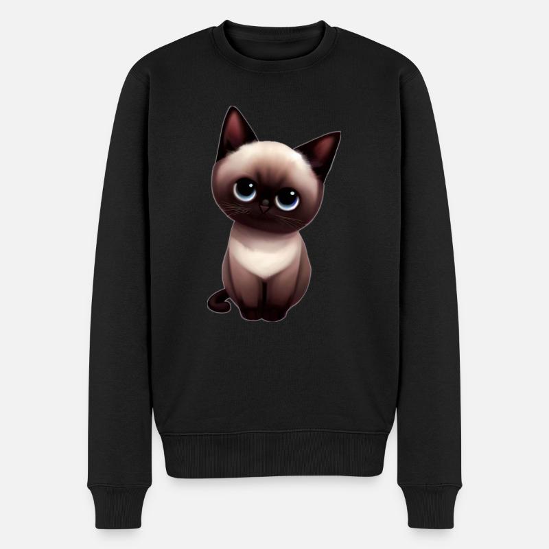 Burmese cat - Männer Premium Bio Pullover - Schwarz
