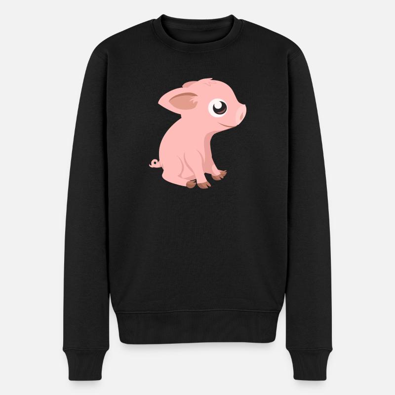 Schweinchen - Männer Premium Bio Pullover - Schwarz