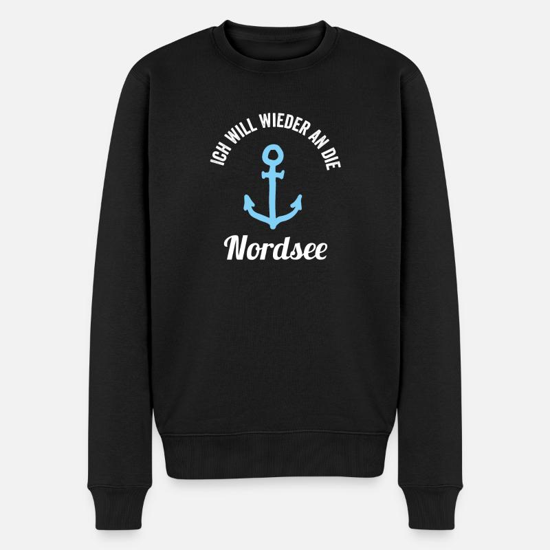 Anker - Ich will wieder an die Nordsee - Männer Premium Bio Pullover - Schwarz