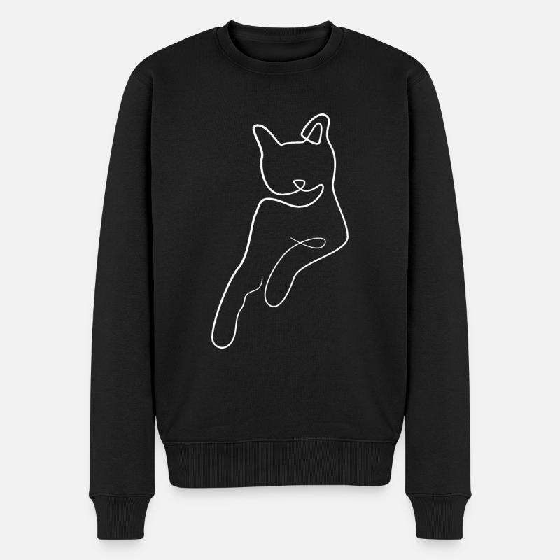 Katze - Männer Premium Bio Pullover - Schwarz