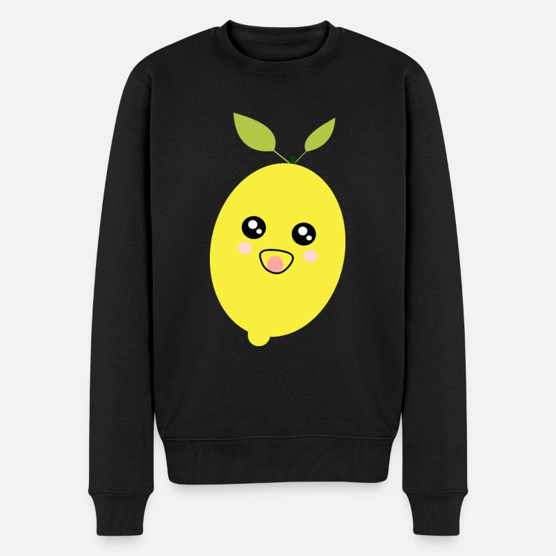 Kawaii Zitrone Kawaii Früchte Kawaii Obst - Männer Premium Bio Pullover - Schwarz