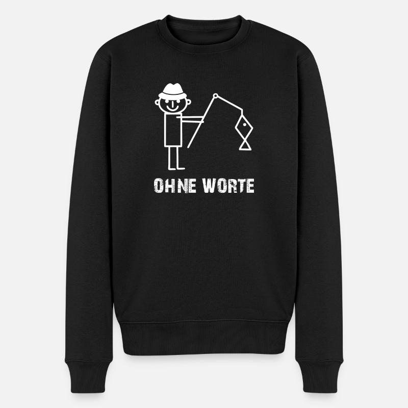Angler Dicker Fisch - Ohne Worte - Männer Premium Bio Pullover - Schwarz