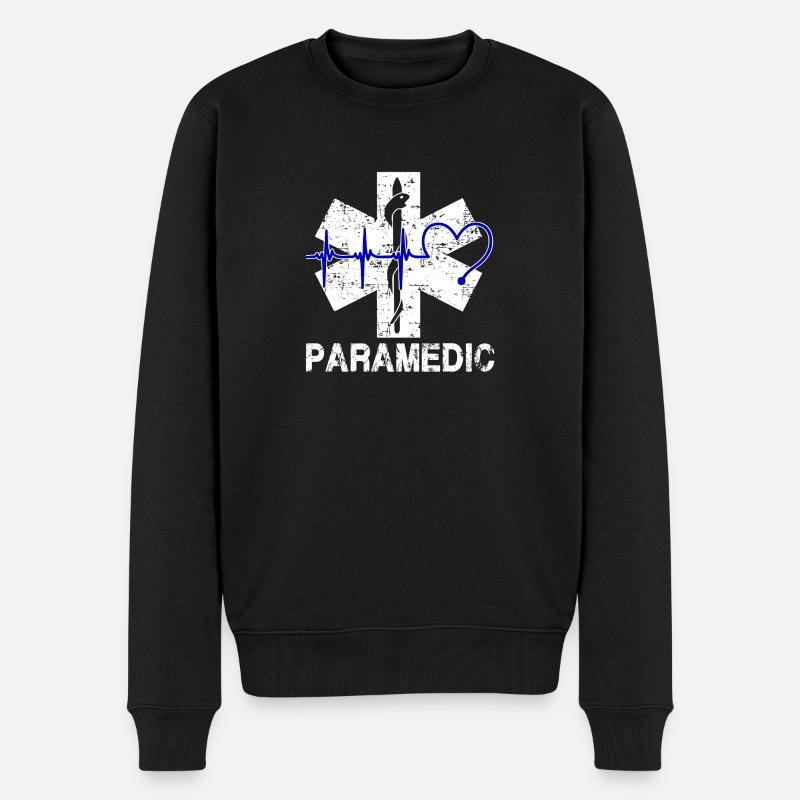 Sanitäter-Herzschlag-Hemd - Männer Premium Bio Pullover - Schwarz