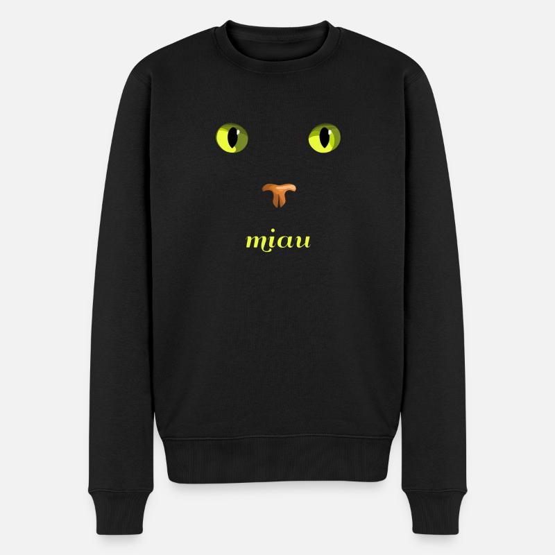 miau Katze - Männer Premium Bio Pullover - Schwarz