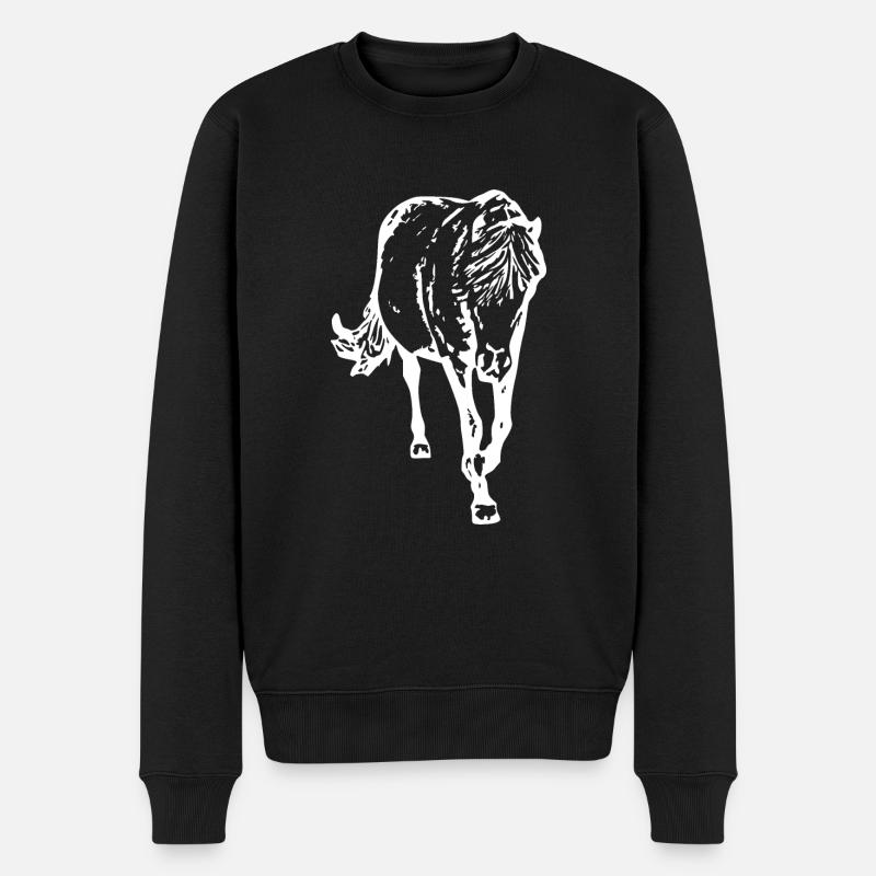 Pferd - Männer Premium Bio Pullover - Schwarz