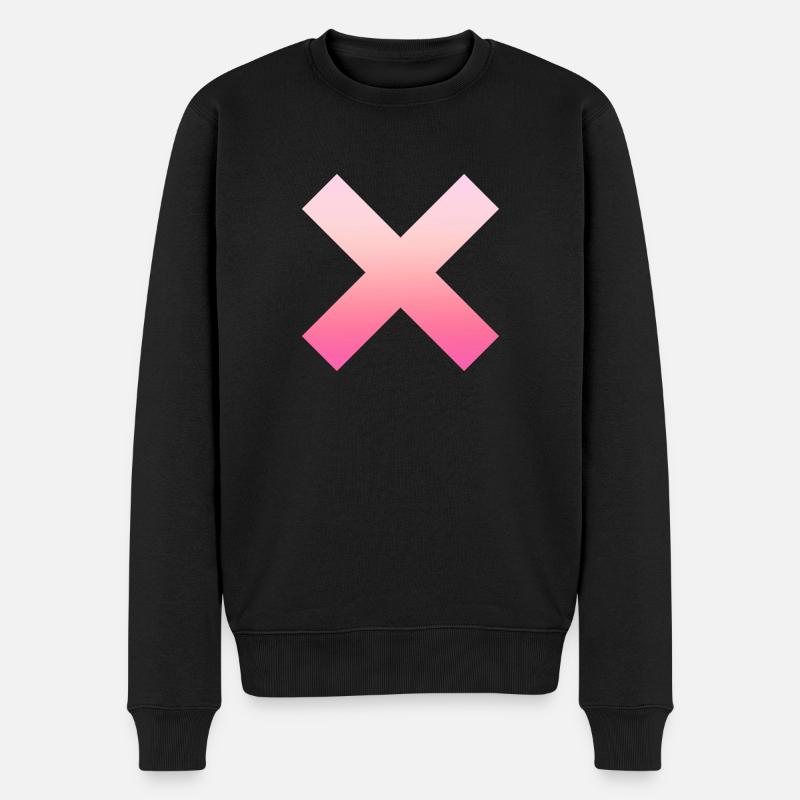 Schlichtes einfaches Pinkes X/Kreuz Design/Symbol - Männer Premium Bio Pullover - Schwarz