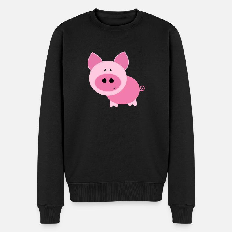 Rosa Schwein - Männer Premium Bio Pullover - Schwarz