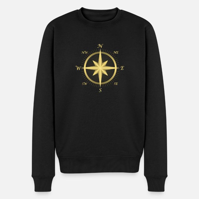 Kompass - Männer Premium Bio Pullover - Schwarz