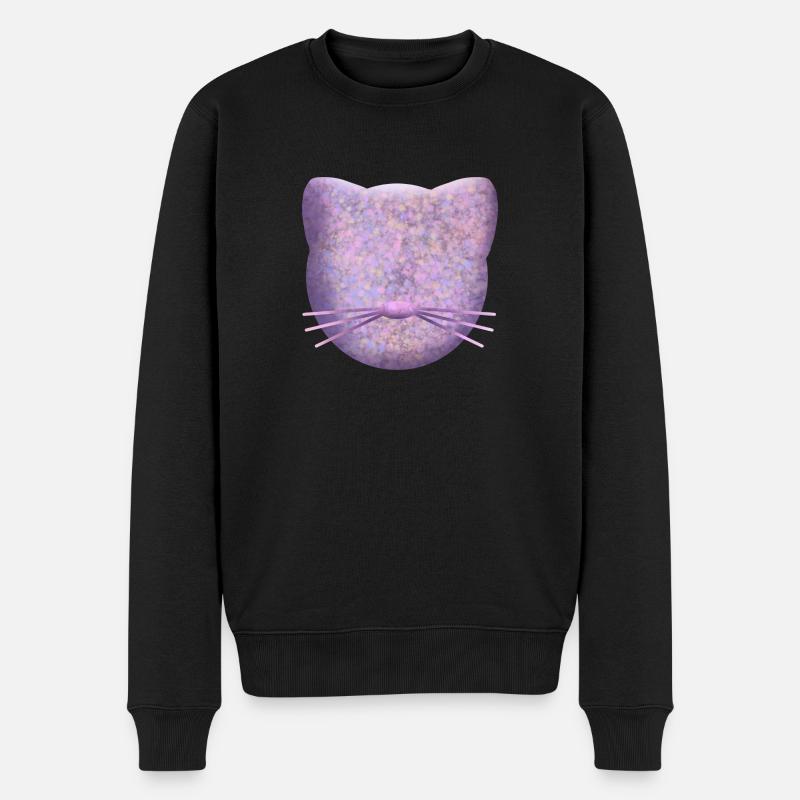 Logo chat violet - Pull Premium bio Homme - noir