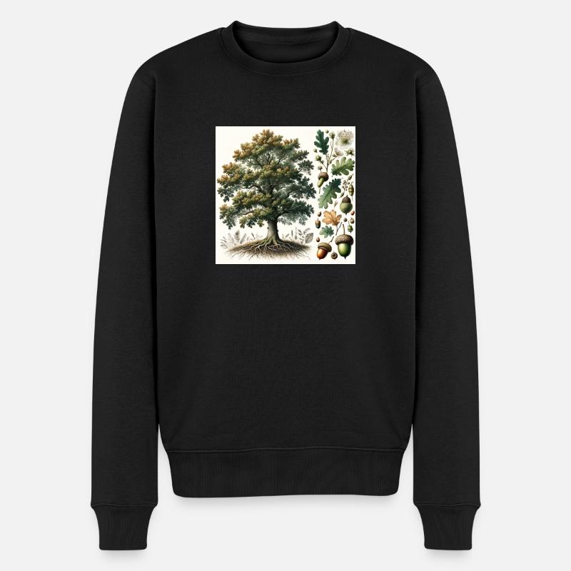 Eiche Botanik - Männer Premium Bio Pullover - Schwarz