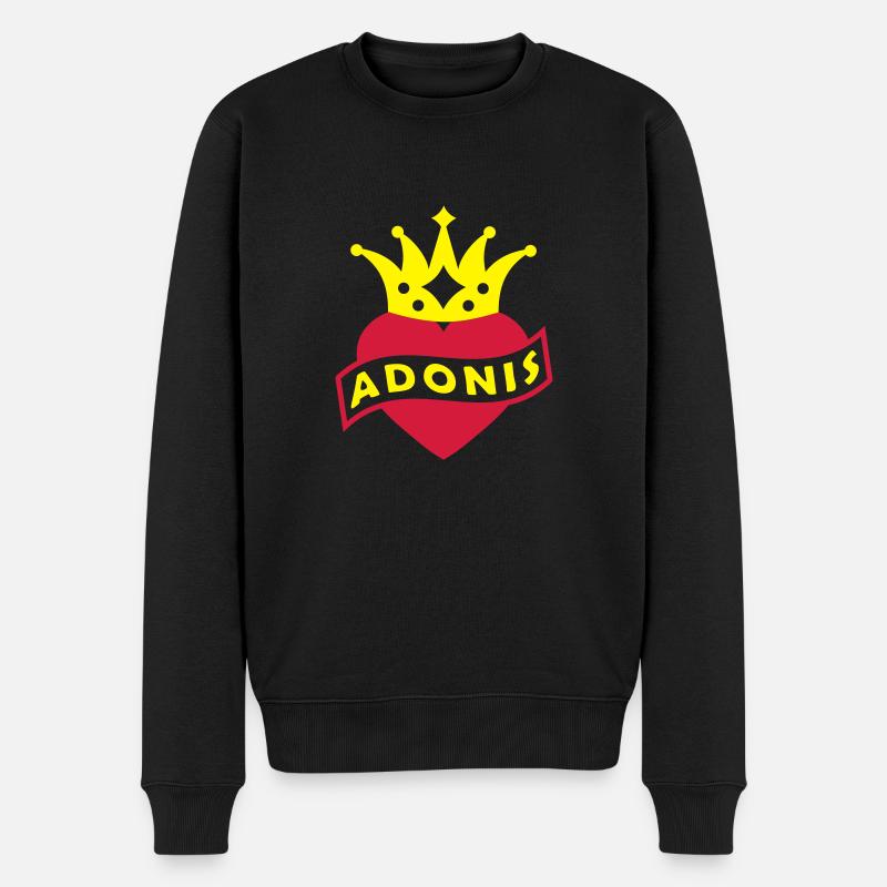 Mit Herz & Krone - ADONIS - Männer Premium Bio Pullover - Schwarz
