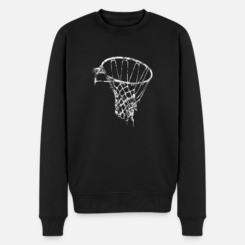 Basketball Korb Netz Vintage Used Look - Männer Premium Bio Pullover - Schwarz
