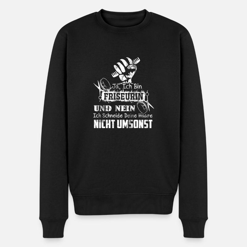 Ich bin eine Friseurin - Männer Premium Bio Pullover - Schwarz