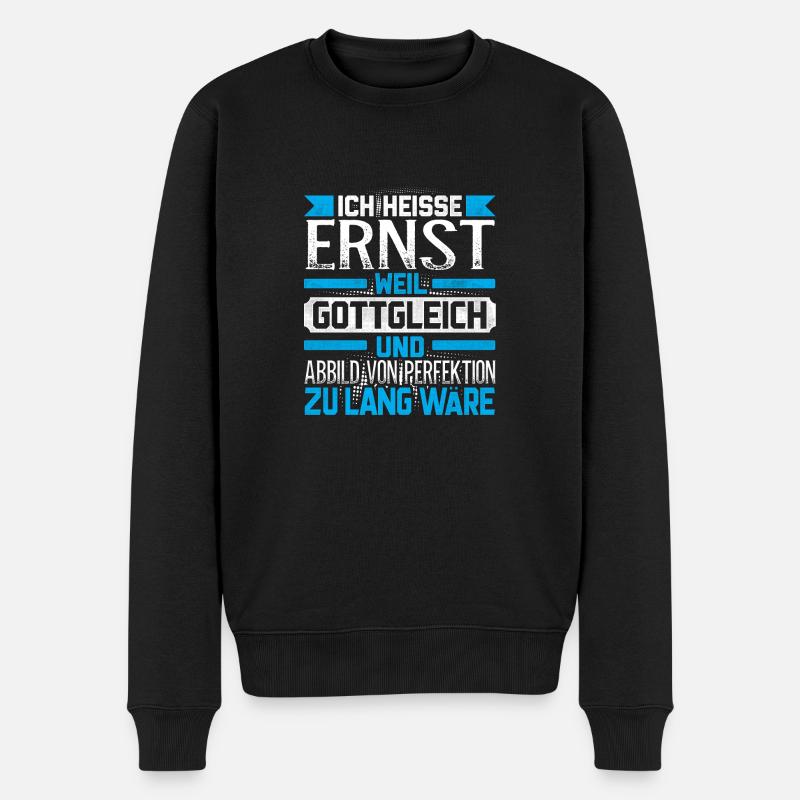 ERNST - Gottgleich - Männer Premium Bio Pullover - Schwarz