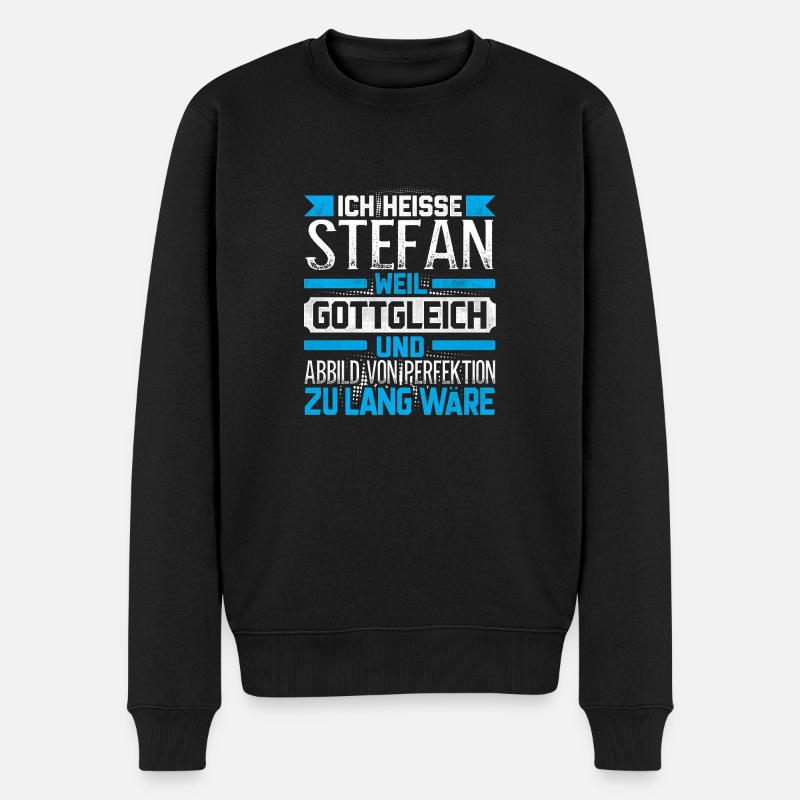STEFAN - Gottgleich - Männer Premium Bio Pullover - Schwarz