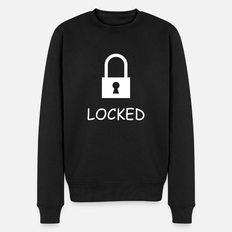 Schloss geschlossen mit Text: "Locked" - Männer Premium Bio Pullover - Schwarz