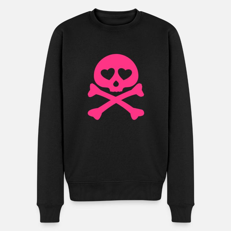 herz totenkopf (dh) - Männer Premium Bio Pullover - Schwarz
