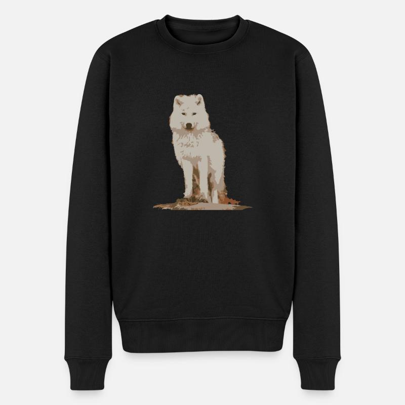 Weißer Wolf - Männer Premium Bio Pullover - Schwarz