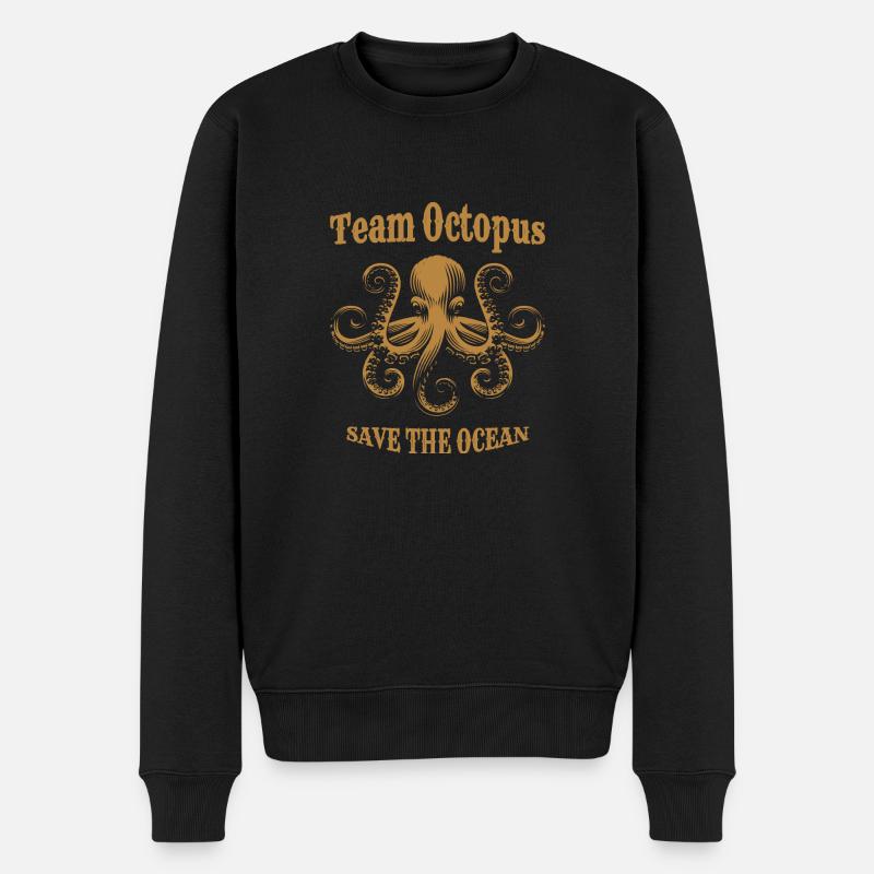 Team Octopus - Rettet den Ozean, Vintage Steampunk - Männer Premium Bio Pullover - Schwarz