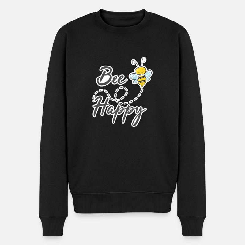 bee happy - abeille - heureux et content - Pull Premium bio Homme - noir