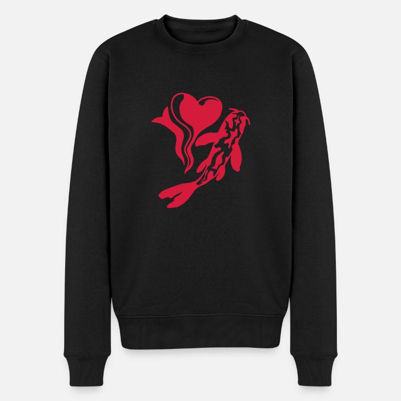 Koi Fisch I Love - Männer Premium Bio Pullover - Schwarz
