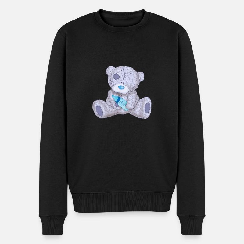 Lila Teddybär - Männer Premium Bio Pullover - Schwarz