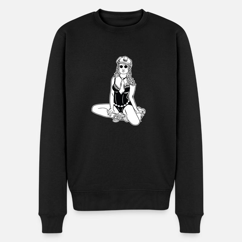 Polizistin // Illustration - Männer Premium Bio Pullover - Schwarz