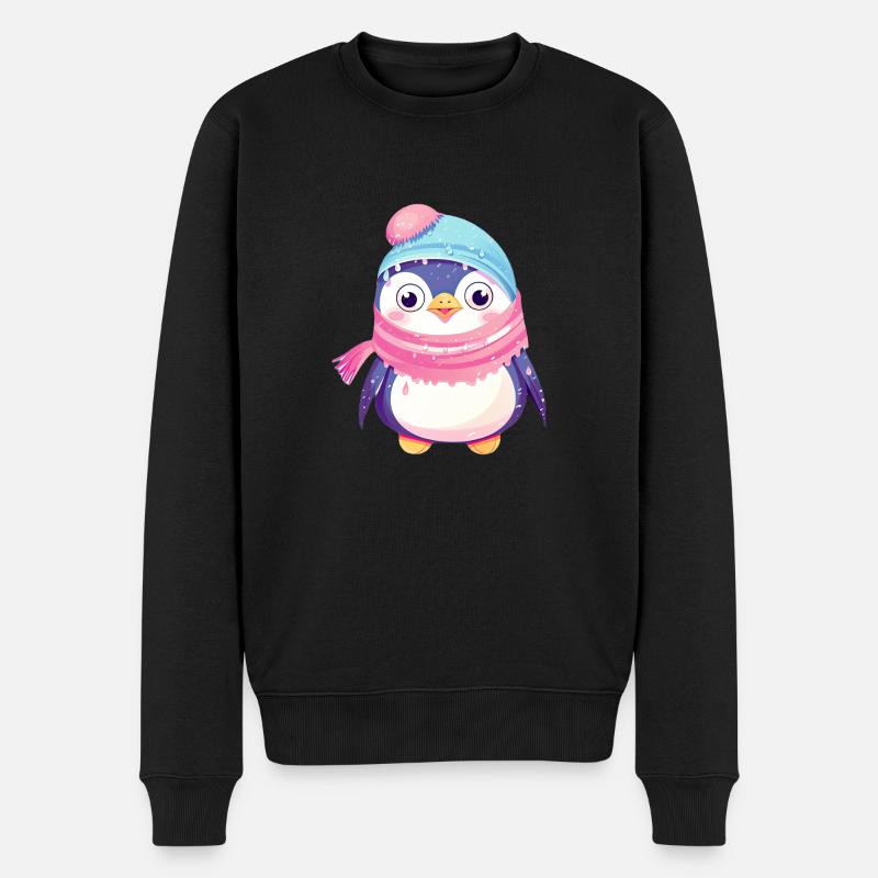 Winterwunderland-Pinguin - Männer Premium Bio Pullover - Schwarz