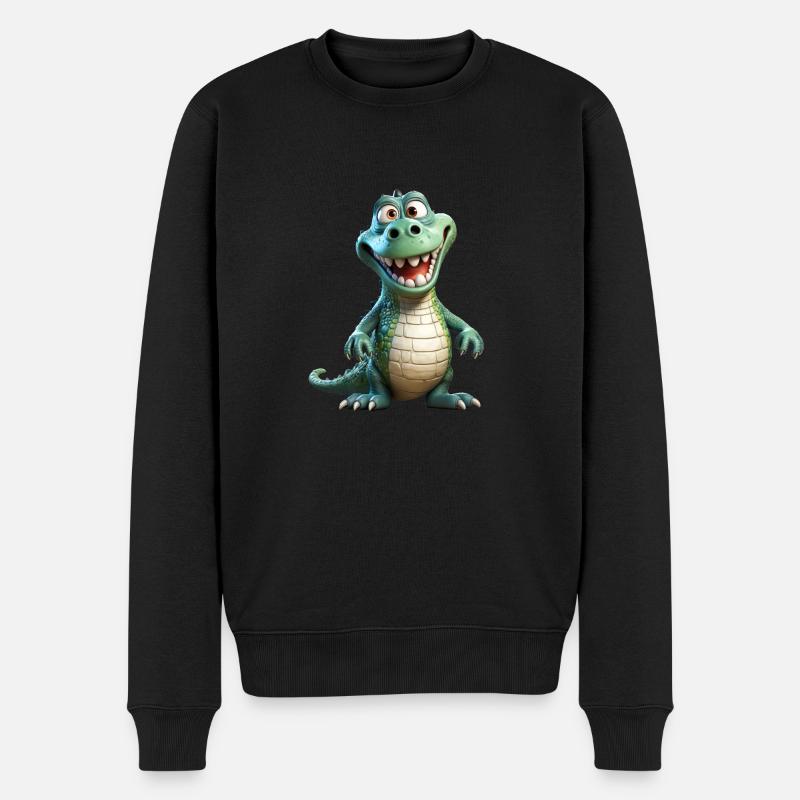 Ein lustiges Krokodil - Männer Premium Bio Pullover - Schwarz