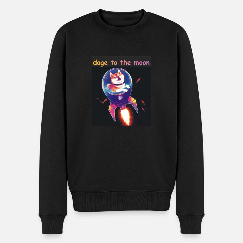 doge to the moon - Männer Premium Bio Pullover - Schwarz