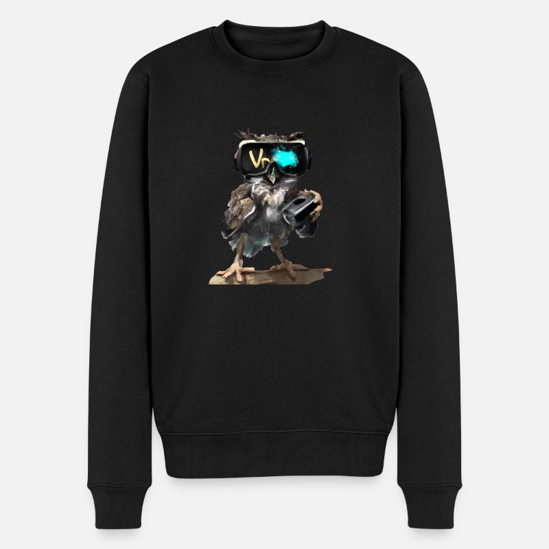 Eule _ 04 - Männer Premium Bio Pullover - Schwarz
