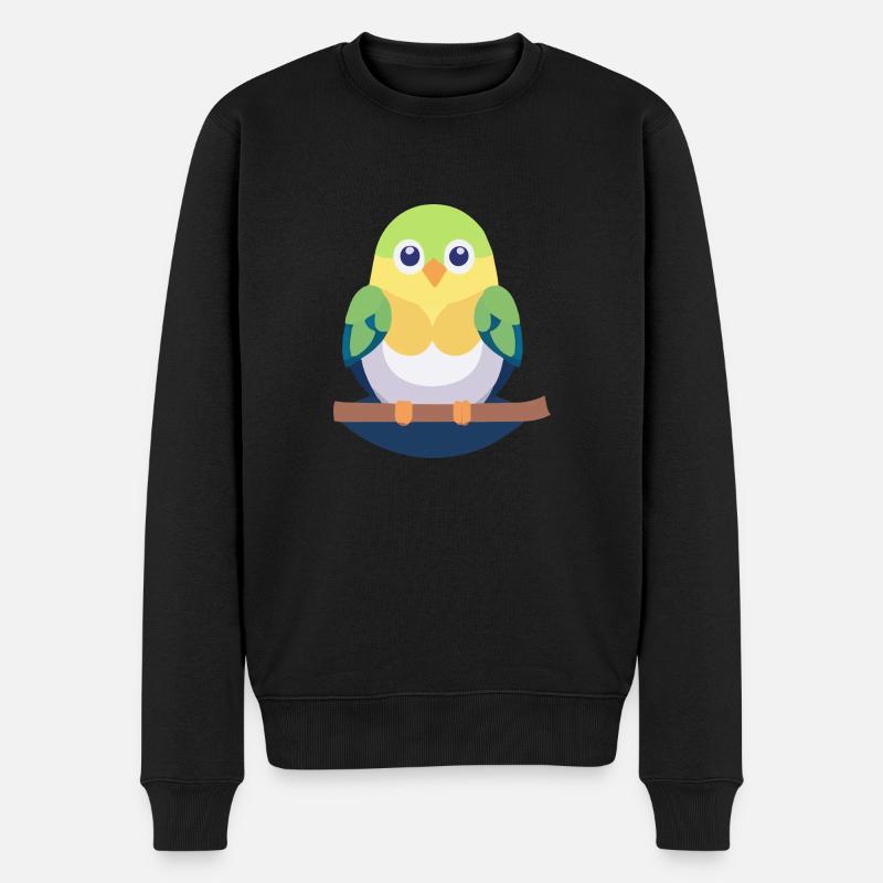 Wellensittich bunt auf Ast - Männer Premium Bio Pullover - Schwarz