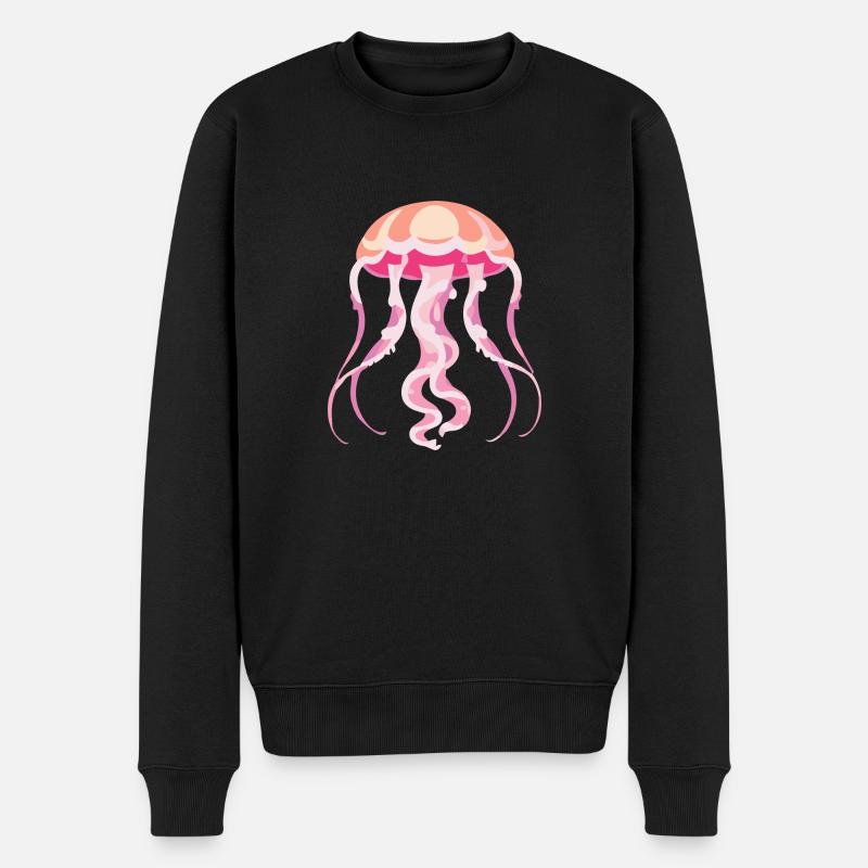 Qualle pink - Männer Premium Bio Pullover - Schwarz
