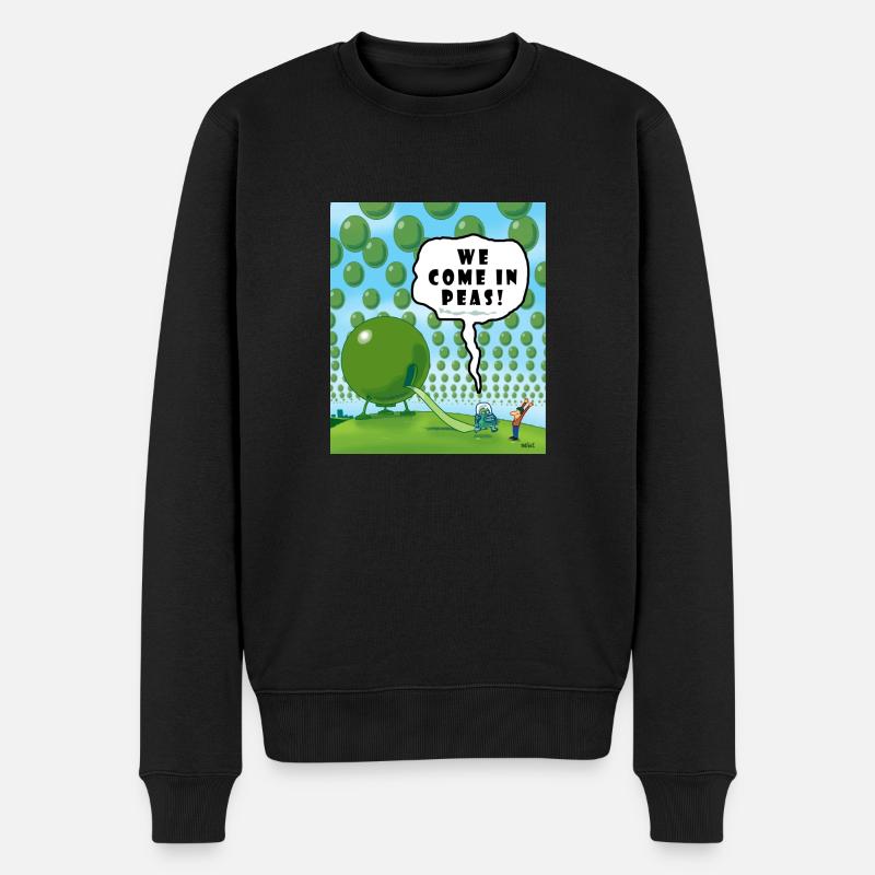 WIR KOMMEN IN PEAS! - Männer Premium Bio Pullover - Schwarz