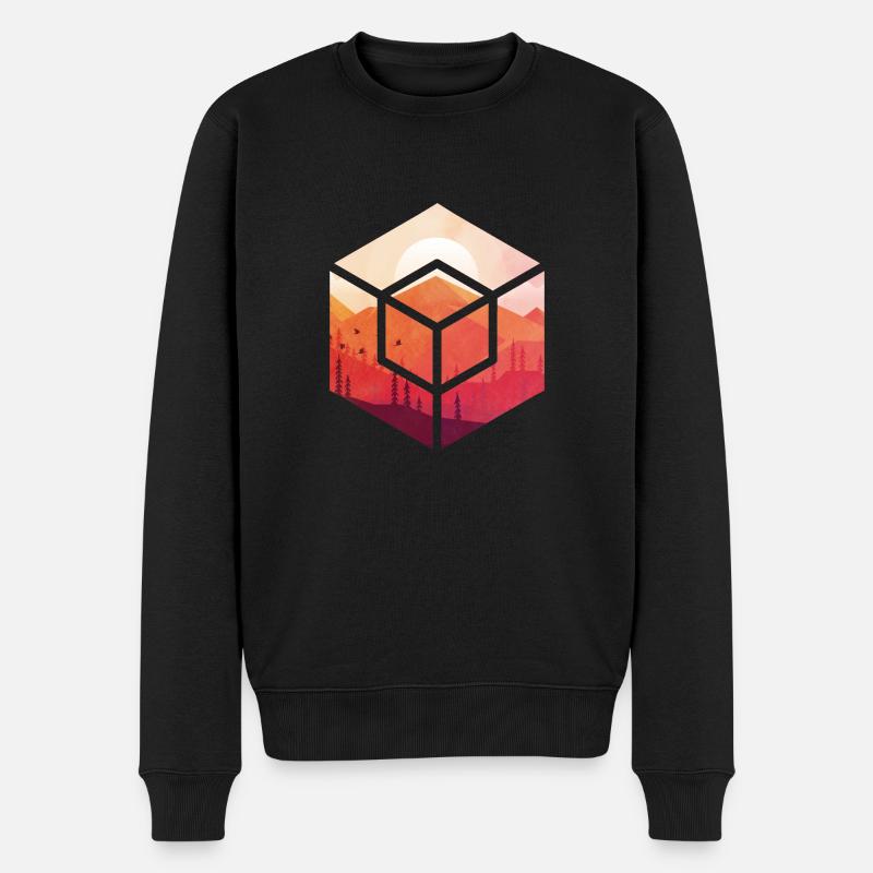 Sonnenuntergang im Würfel - Männer Premium Bio Pullover - Schwarz