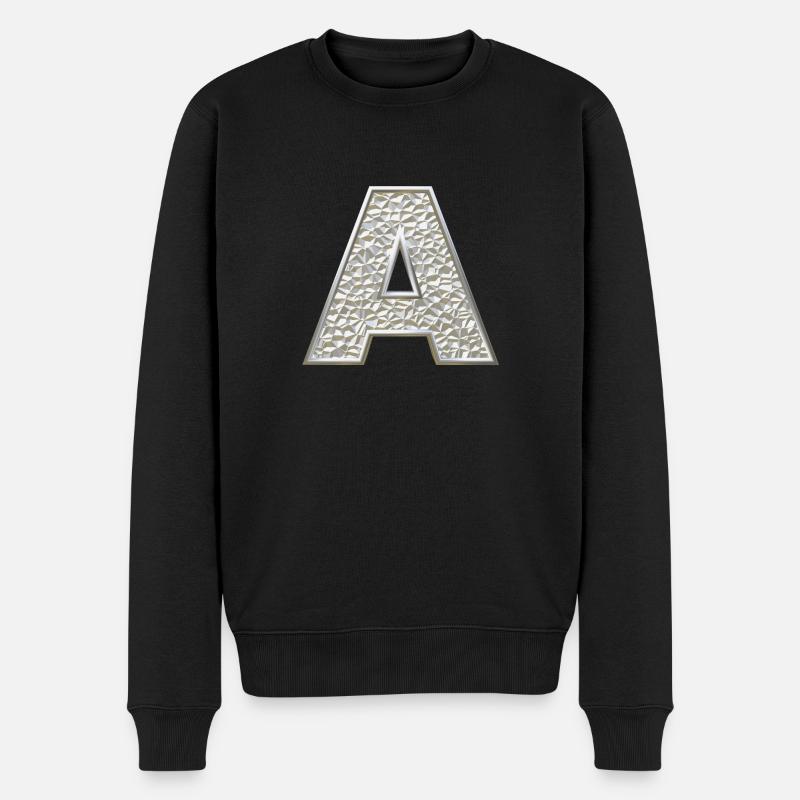 A, letter, letter A, initial, initial A, monogram, - Männer Premium Bio Pullover - Schwarz