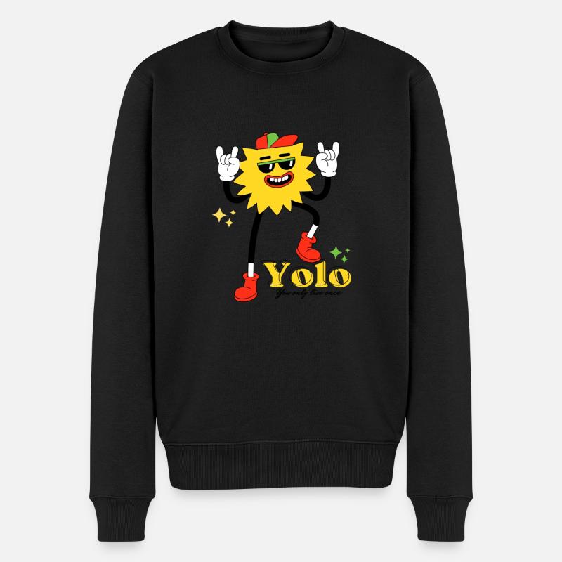 YOLO T-Shirt – Lebe den Moment! - Männer Premium Bio Pullover - Schwarz