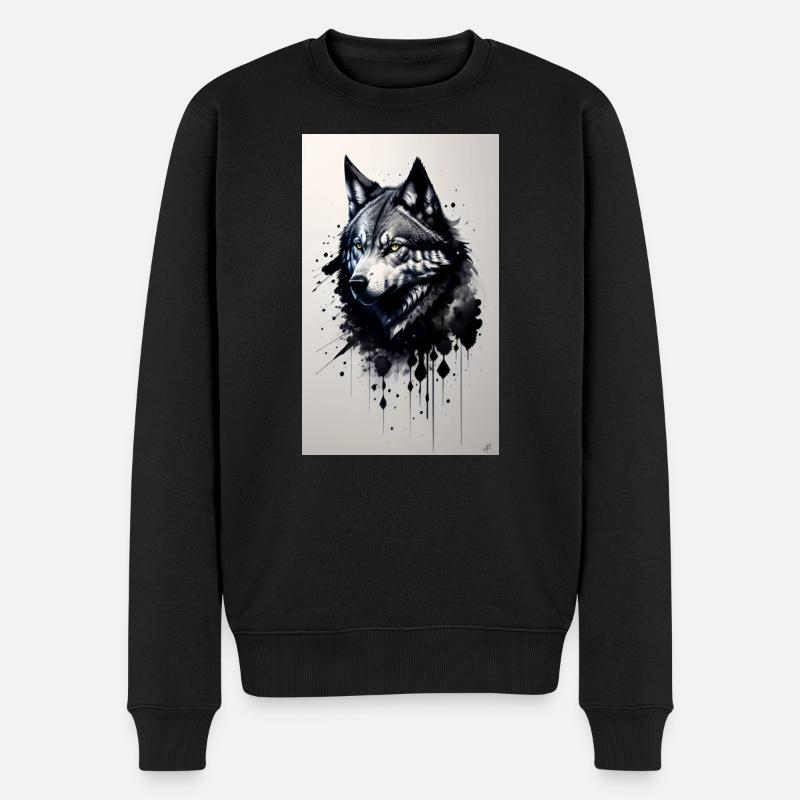 Wolf | Raubtier | Hund | Mystisch - Männer Premium Bio Pullover - Schwarz